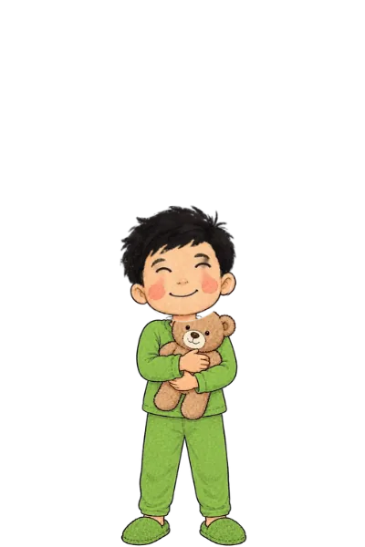 Arlo in pyjamas with his teddy