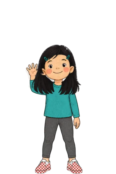 Evie waving
